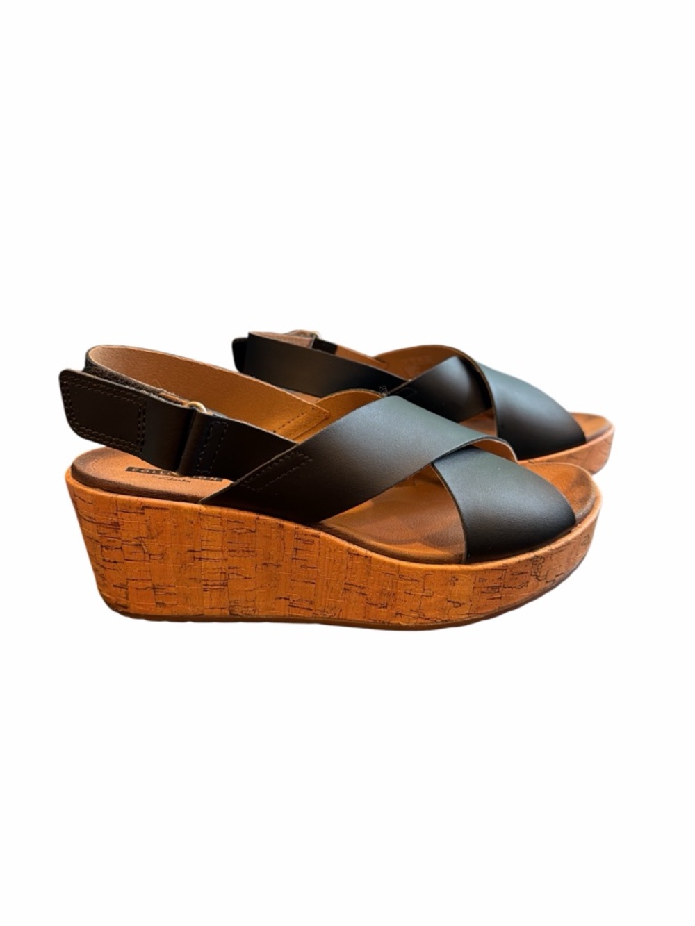 Clarks Collection Black Wedge Sandals Comfort Slingback Casual Size 7 - Picture 5 of 8